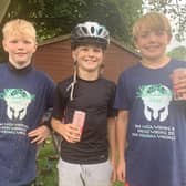 Redmile CE School pupils, Oscar, Henry, Sammy, who completed the 30km route in this year's Viking Challenge