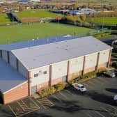 An aerial view of Melton Sports Village showing the sports hall and all-weather pitch PHOTO Mark @ Aerialview360