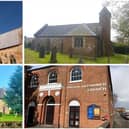 Clockwise from top left: St Mary's, Melton; St Leonard's, Sysonby; United Reformed Church, Melton; All Saints', Rotherby