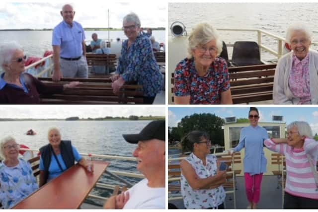Members of Re-engage enjoying their trip on the Rutland Belle at Rutland Water