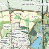 The three newly-approved sites for the Melton North Sustainable Neighbourhood masterplan, with Melton Spinney Road to the right and Scalford Road to the left
