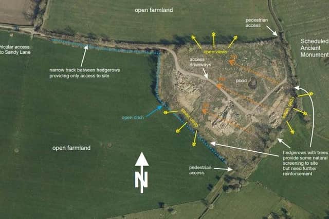 A closer view of the planned development site off Sandy Lane