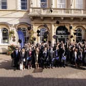 Graduates celebrate outside Loughborough Town Hall