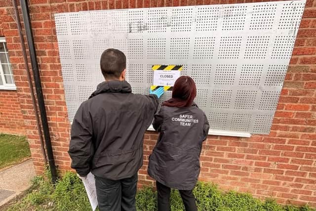 Council officials close up the latest Melton property where continued anti-social behaviour was reported