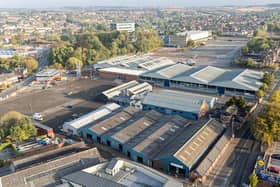 Melton Livestock Market and Stockyard, where starts on the redevelopment scheme in October Image: Melton and around from ABOVE Steely DRONE