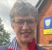 Farmer Jane Barnes at Asfordby Hill Primary School where she gave a talk to pupils