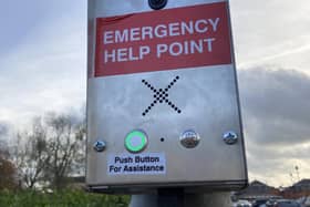 The new emergency help point installed in Norman Way, Melton Mowbray