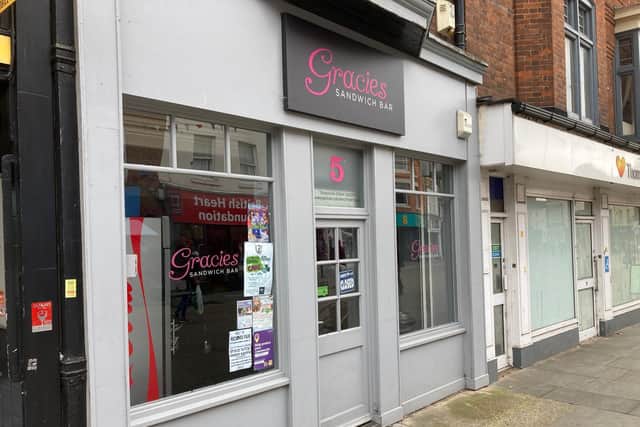 Gracies sandwich bar pictured today closed