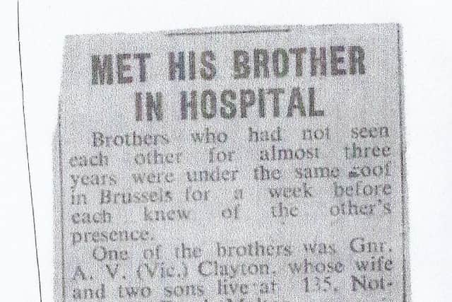 A Melton Times report from 1944 on the chance wartime meeting of the Clayton brothers at a hospital in Belgium