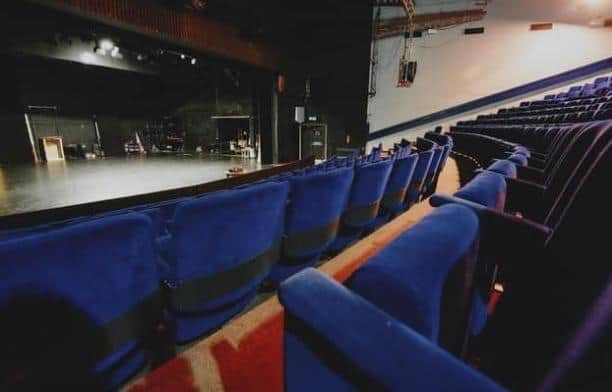 The view of the stage from the seating at Melton Theatre