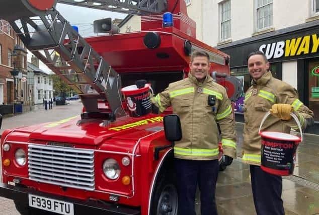 Melton firefighters collecting with their Trumpton fire engine before last year's fundraising tours with Santa