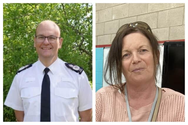 Temporary Chief Constable David Sandall and Councillor Sharon Butcher, who have both criticised planned policing cuts
