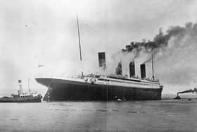 The White Star liner 'Titanic', which sank on its maiden voyage to America in 1912, pictured here on trials in Belfast Lough.  (Photo by Topical Press Agency/Getty Images)