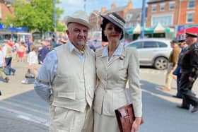 Andrew and Cheryl Chamberlain dressed in stylish period clothes at Sunday's 1940s Melton Mowbray event