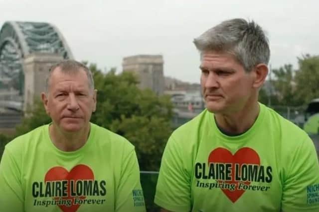 Stuart Hall (left) and Dan Spincer pictured during their interview with the BBC during Sunday's coverage of the Great North Run