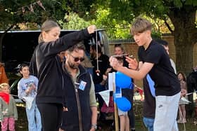 Two youngsters doing battle in the 2024 Vale Conker Championships at Long Clawson