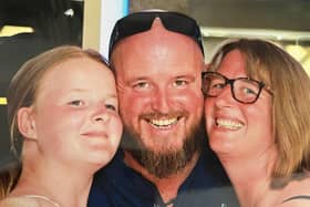 The late Mark Mabbott pictured with wife Sarah and daughter Caitlyn