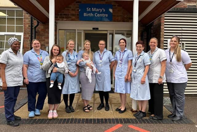 Some of the staff and mothers at St Mary's Birth Centre, Melton Mowbray, pictured on July 7, the day births were paused IMAGE: St Mary's Birth Centre