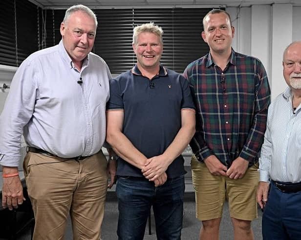 From left, Angus Fraser, Matthew Hoggard, Luke Fletcher and Mike Gatting at the cricket legends charity evening at Melton Theatre
PHOTO TOBY ROBERTS