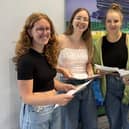 Chloe Young (A*A*A*), Victoria Richardson (A*, A, B, C) and Beatrice Howe (A, A, B)