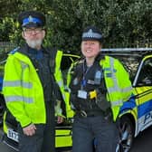 Pc Lucy Baxter and PCSO Andrew French pictured at the latest Melton Fatal4 operation