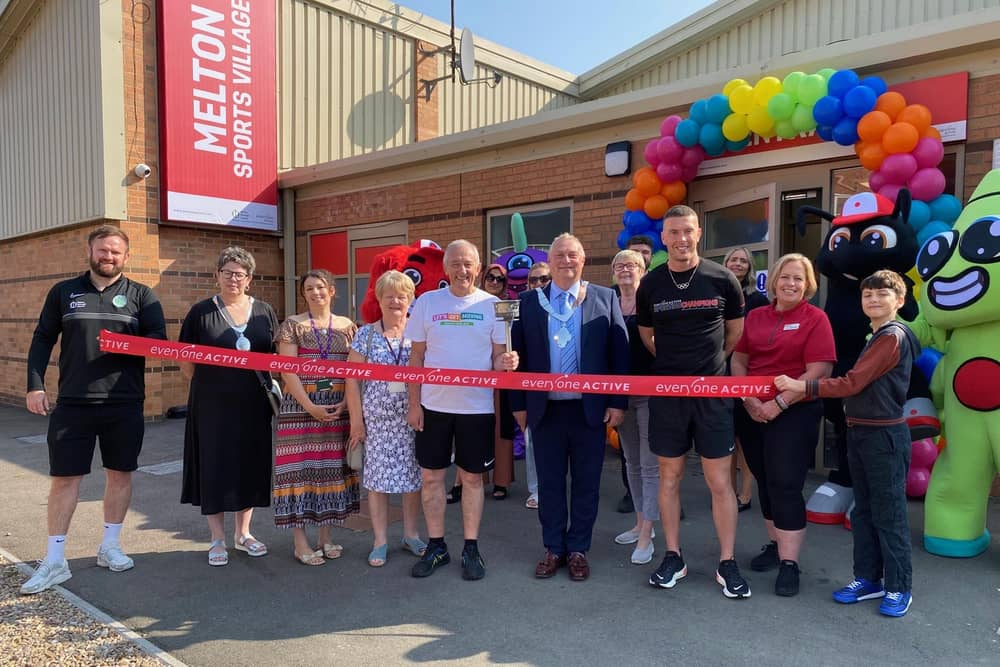 Olympic medallist Richard Kilty and Mayor of Melton Tim Webster open the new leisure facilities at Melton Sports Village