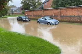 Flooding in Mill Lane, Rearsby, during Storm Babet in October 2023