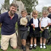 Some of the Swallowdale Primary School children who enjoy their gardening activities with teacher Dan Corcoran