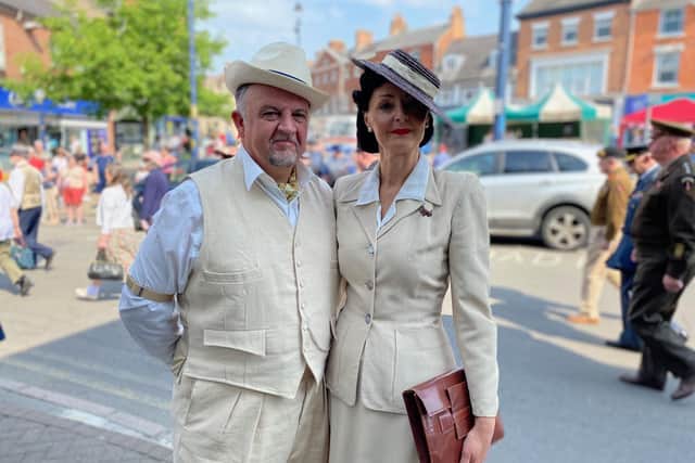Two fashionable visitors to last year's 1940s Melton Mowbray event