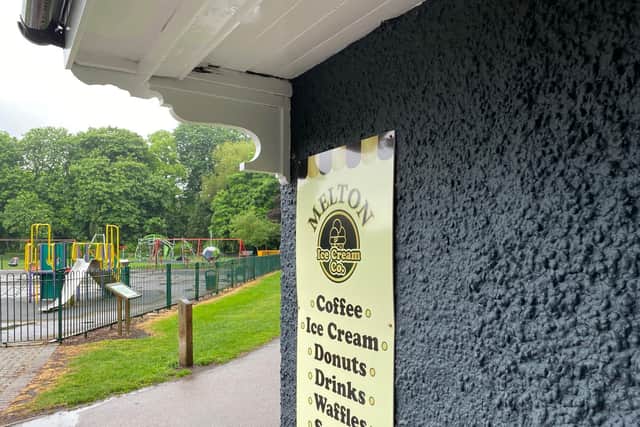 The ice cream kiosk near the children's play park which has reopened in Play Close Park in Melton