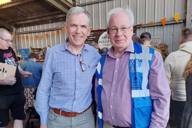 Mark Flanagan (left), personal chef to King Charles III and the royal household, pictured at Melton's Artisan Cheese Fair with organiser Matthew O'Callaghan