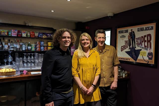 William Ivory (right) at The Regal cinema in Melton Mowbray with owners Jacob and Bryony Mundin