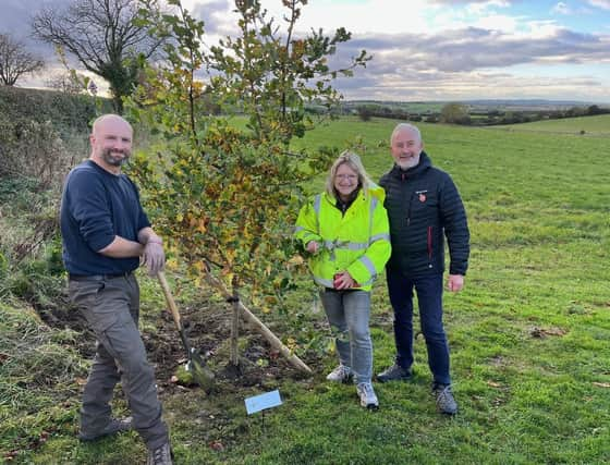 James Jesson plants a tree grown from an acorn near the Arnhem battlefield at the Friends of the Tenth memorial at Burrough-on-the-Hill