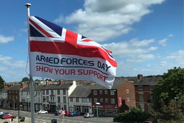 The Armed Forces Day flag flies outside Melton Borough Council's offices on Parkside