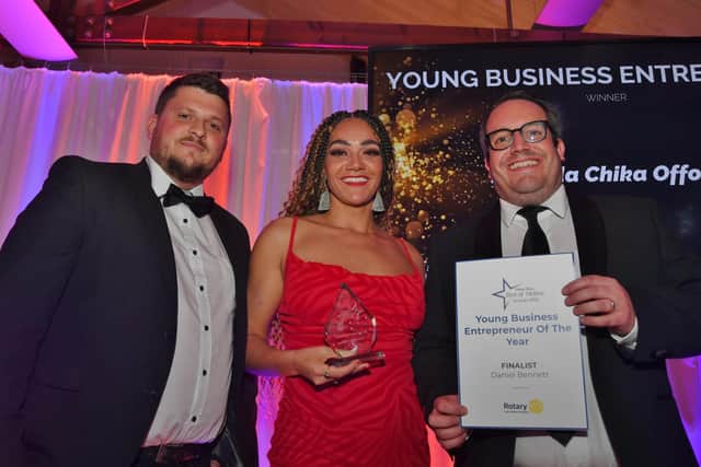  Melton Times Best of Melton Awards 2022.  
Young Business Entrepreneur winner Yolande Chika Offodile with finalist Daniel bennett