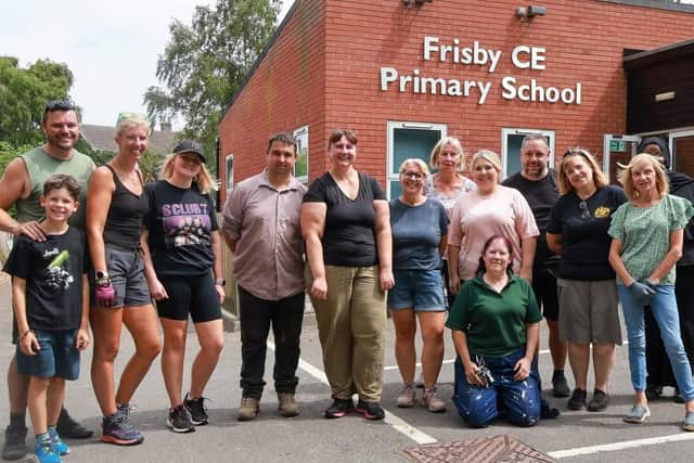 Some of the volunteers who helped get Frisby Primary School ready for new term