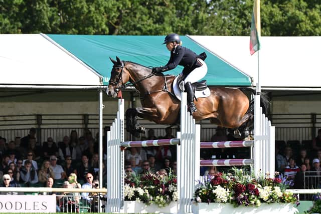 Emma Hyslop-Webb  riding JEWEETWEL for GBR during the showjumping phase of the Defender Burghley Horse Trials last year