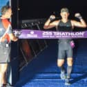 Mark Bone crosses the finish line in Chichester.
