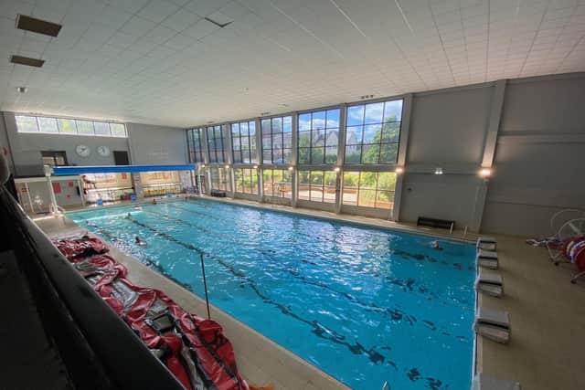 The new covers (to the left) at the swimming pool at the Waterfield site