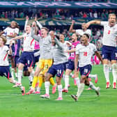 England players celebrate after sealing a 3-2 World Cup win over Mexico PHOTO Getty Images (Photo by Rodrigo Oropeza / AFP via Getty Images)