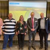 Councillor Ozzy O'Shea, second right, with representatives of Leicestershire County Council and contractors Galliford Try