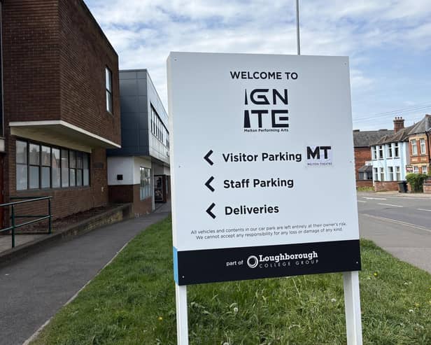 The sign outside Melton college and theatre indicating the IGNITE performing arts courses