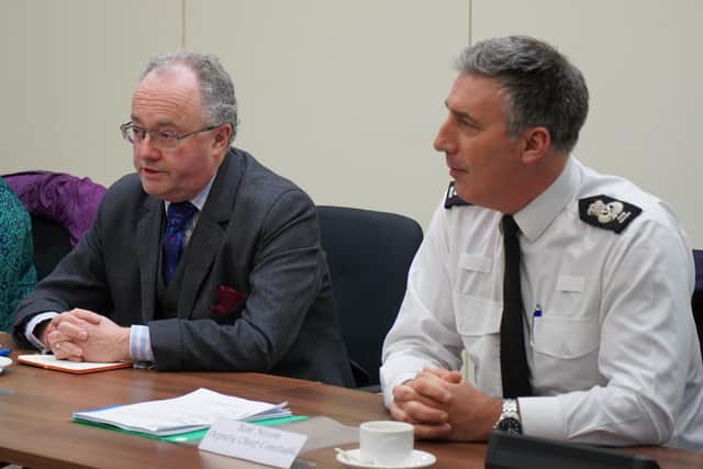 New Leicestershire Police chief constable Rob Nixon (right) with county police and crime commissioner Rupert Matthews
