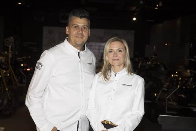 Gareth Bright & Jo Artherton delivering an event for Triumph Motorcycles