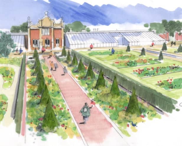This image shows how the new look Walled Gardens at Harlaxton Manor should look after completion.