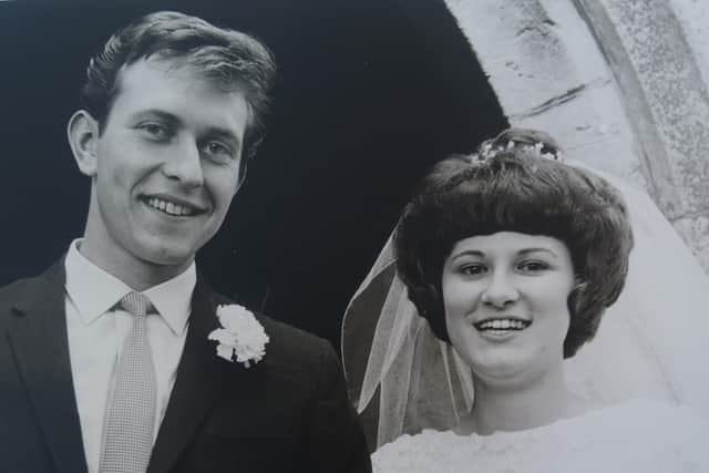 Tony and Carole Pacey, pictured on their wedding day in 1965