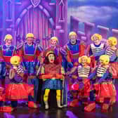 Lord Farquaad with the Duloc Dolls in a scene from Shrek: The Musical at Melton Theatre