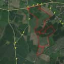 The site, outlined in red, which had been earmarked for a planned solar farm on fields at Easthorpe