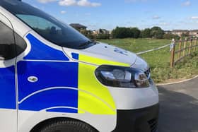A police car at the glider crash site in Melton yesterday