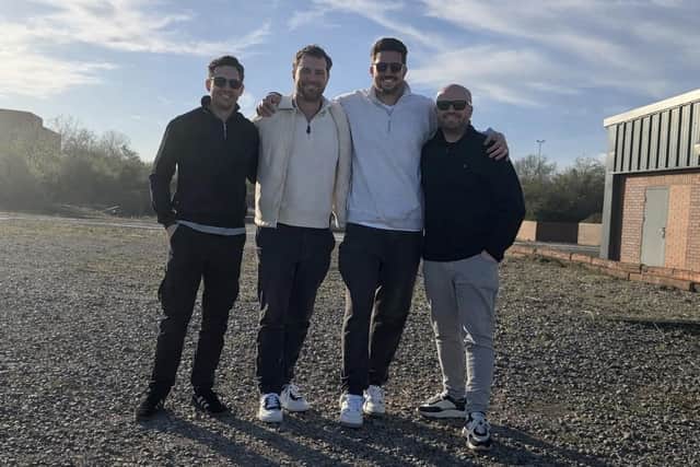 From left, Callum Akhtar, Ed Allen, Dan Vendyback and Dan Ross, the men financing Rally Yard Melton